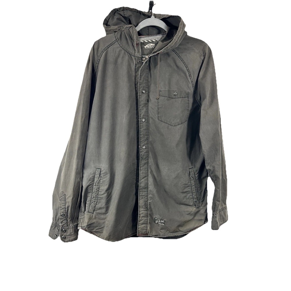 Vans Hooded Shirt Jacket Mens L Gray Skateboarding Streetwear Hooded Coat Y2K‎